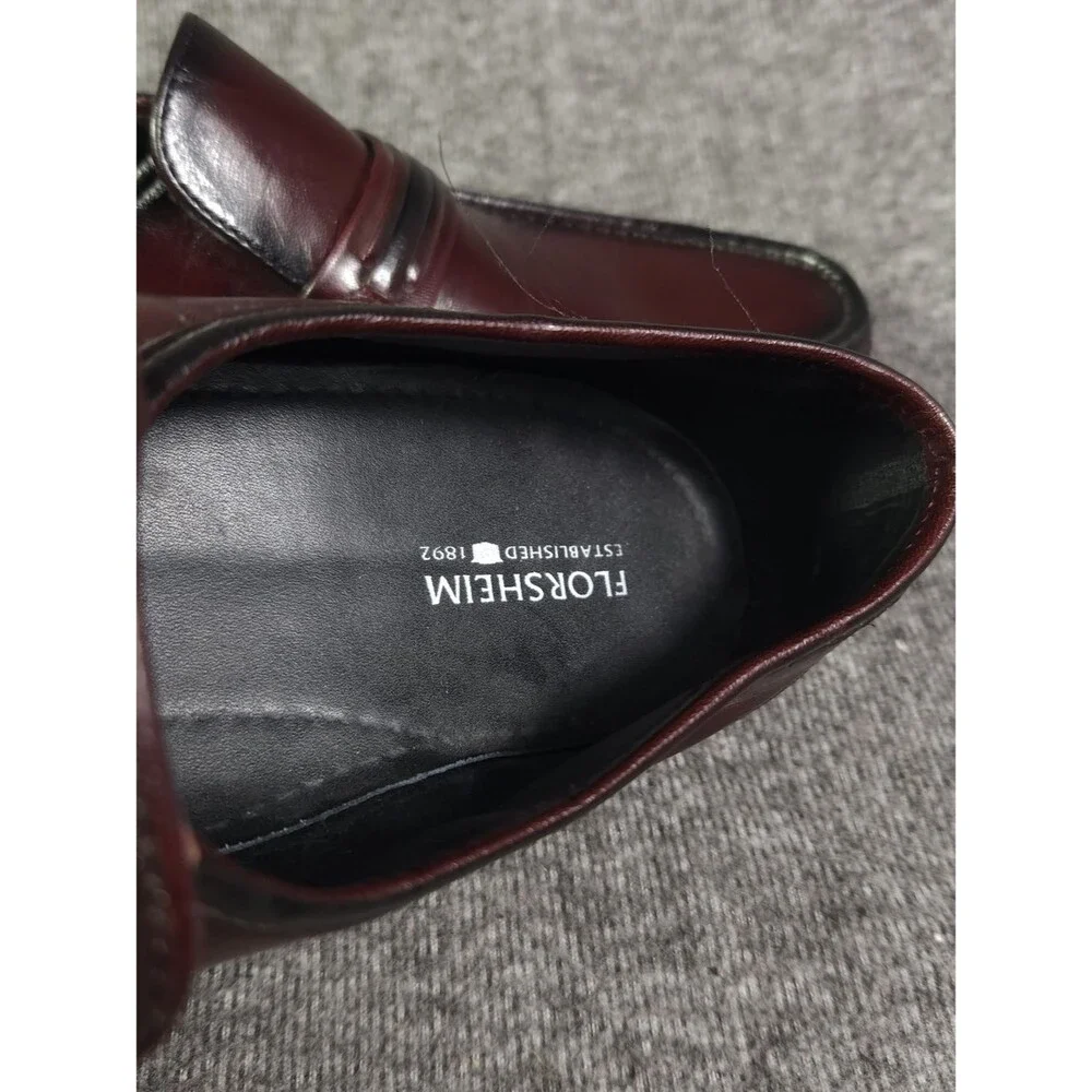 Florsheim Como Strap Loafers Mens 11.5 B Burgundy Leather Slip On Dress Shoes